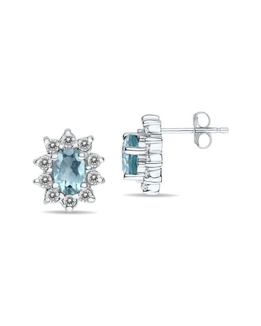 Gem Spark Blue 14k 1.60 Ct. Tw. Diamond & Aquamarine Earrings