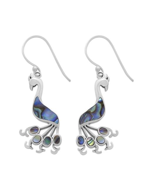 Samuel B. Blue Silver Peacock Drop Earrings