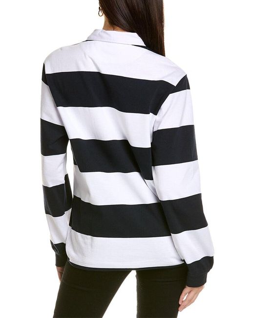 Roberta Roller Rabbit White Embroidered Stripe Rugby Sweater