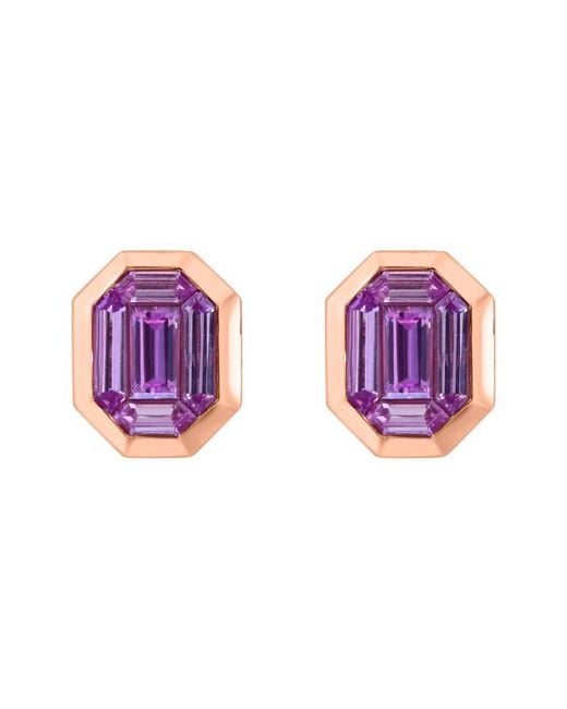 Effy Fine Jewelry Pink 14K Rose 1.23 Ct. Tw. Diamond & Sapphire Earrings