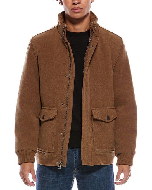 Cole Haan Brown Cole Haan Wool-Blend Car Coat for men
