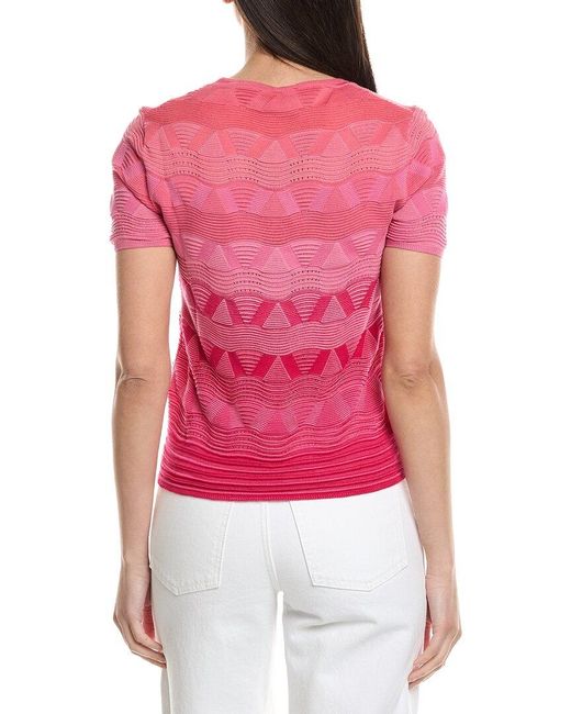 Missoni Red Wave-Pattern Knit Sweater