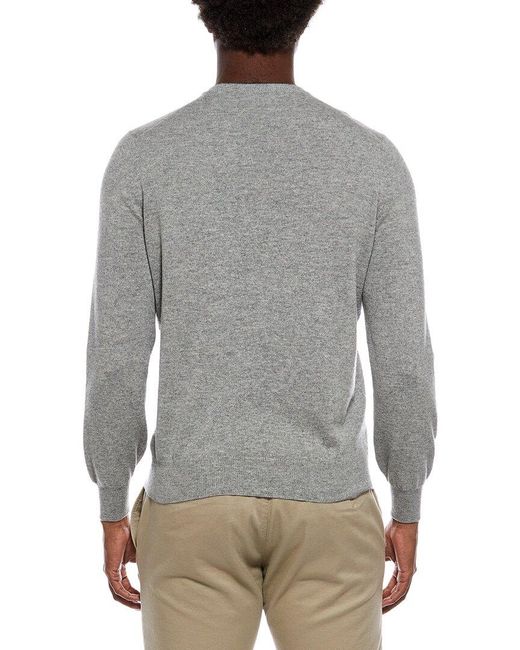 Brunello Cucinelli Gray Cashmere V-Neck Sweater for men