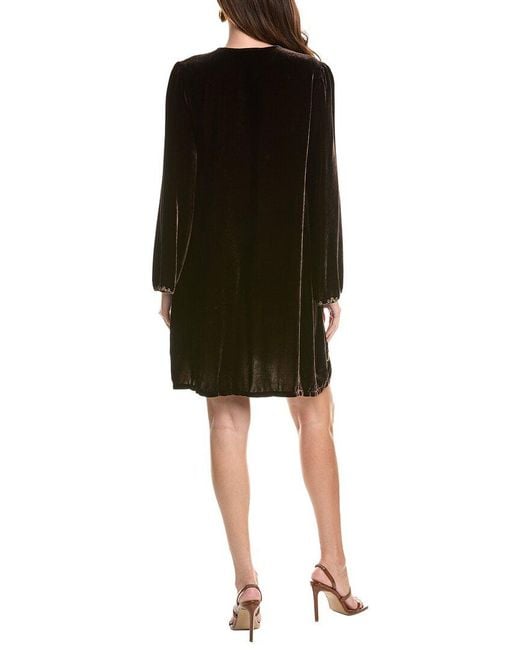 Johnny Was Black Kimono Sleeve Relaxed Silk-Blend Mini Dress
