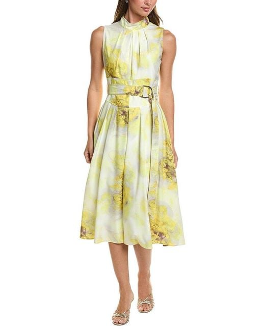 Gracia Yellow A-Line Midi Dress