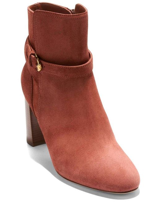 Cole Haan Brown Glendale Buckle Suede Ankle Boot