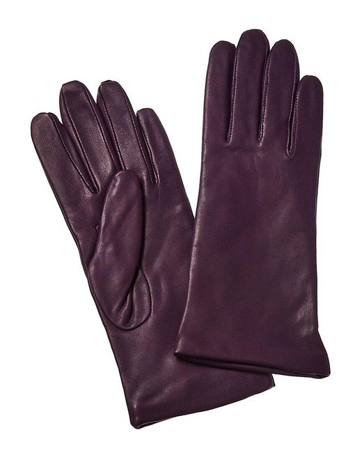 Lord & Taylor Purple Cashmere-lined Leather Gloves