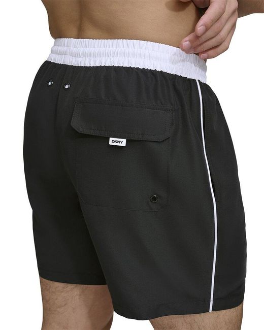 DKNY Black Modern Euro Swim Trunk for men