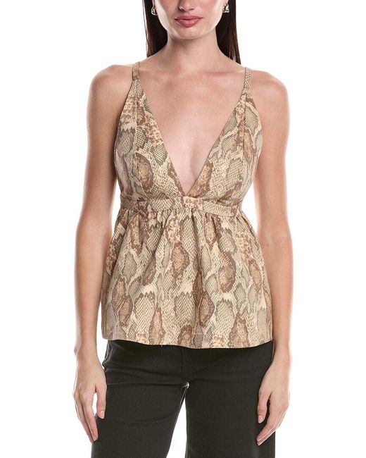 AFRM Natural Declan Deep V-Neckline Peplum Top