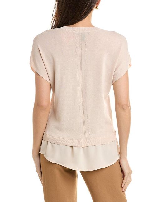 Ellen Tracy White Twofer D-ring Top