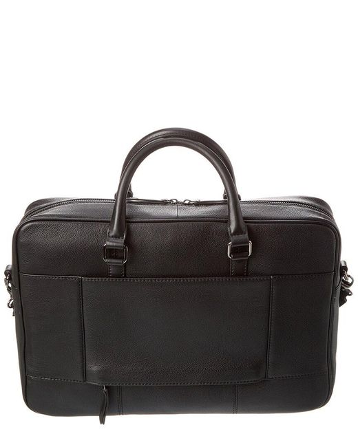 Ted Baker Black Canvess Textured Leather Document Bag for men