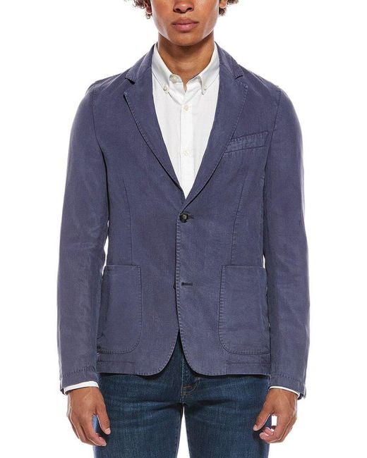 Officine Generale Blue Officine Generale Nehemiah Linen-Blend Jacket for men
