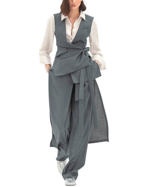 BGL Gray 3pc Wool-blend Vest, Pant, & Skirt Set