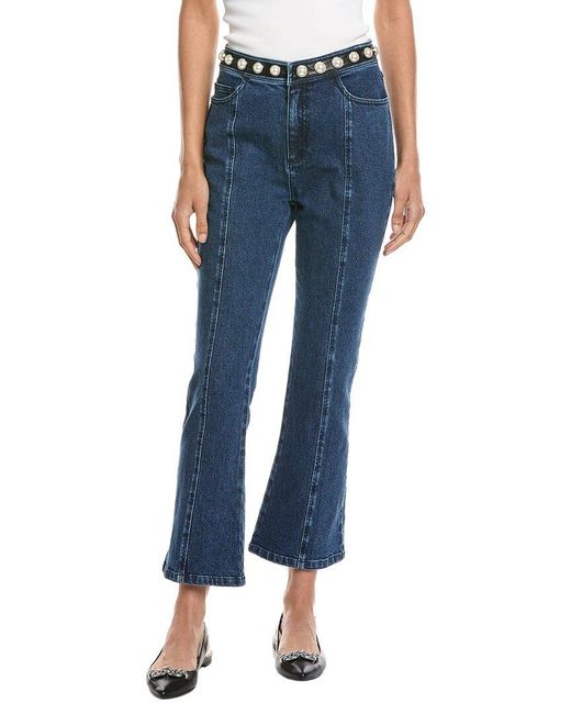 Cinq À Sept Blue Pearl Embellished Shannon Pant