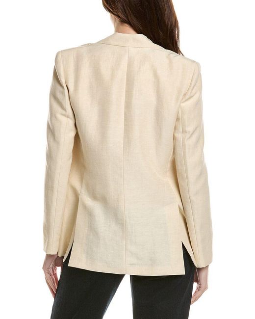 Lafayette 148 New York Natural Peak Lapel Linen-Blend Blazer