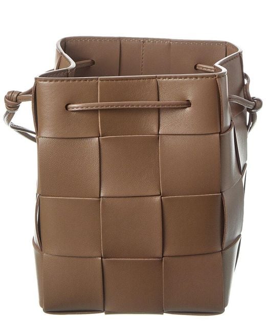 Bottega Veneta Brown Cassette Intrecciato Leather Bucket Bag