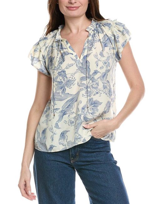 Philosophy Blue Flutter Print Blouse