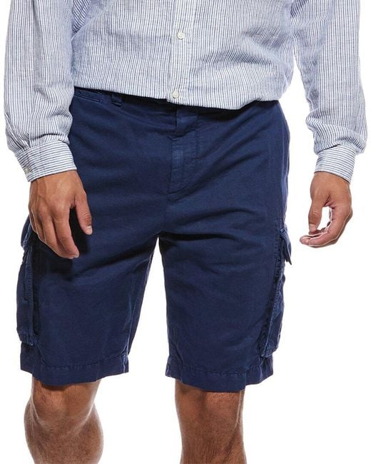Brunello Cucinelli Blue Linen-Blend Cargo Short for men
