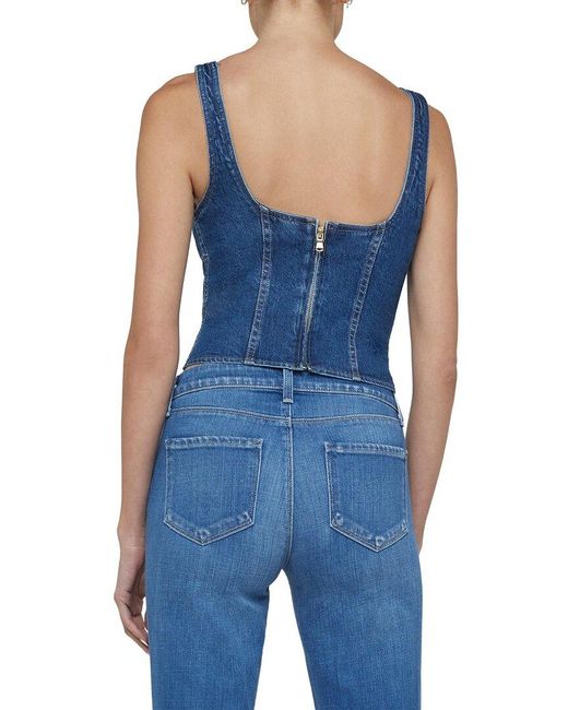 L'Agence Blue Nayeli Corset Tank Top