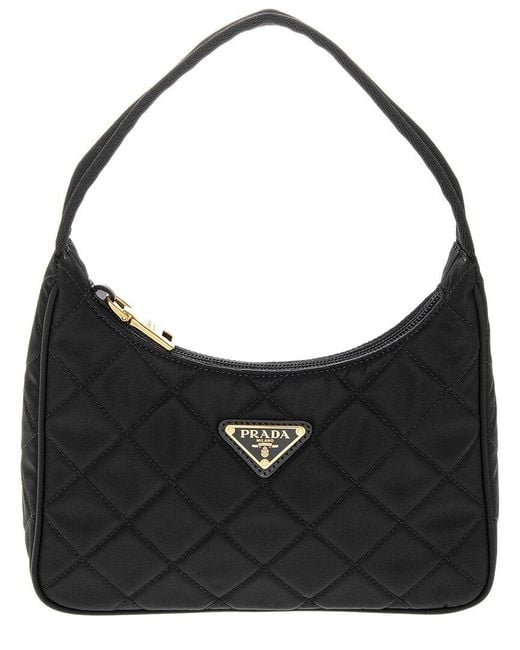 Prada Black Quilted Nylon Shoulder Bag