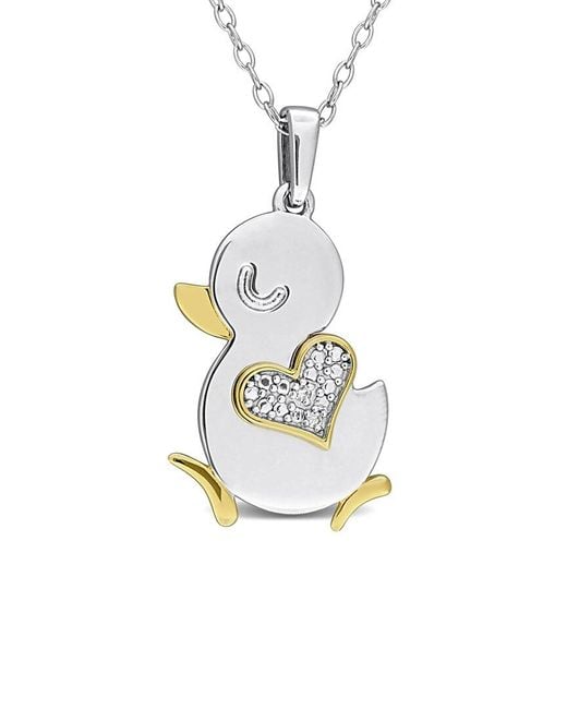 Rina Limor White Plated 0.01 Ct. Tw. Diamond Pendant
