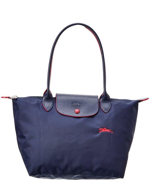 Longchamp Blue Le Pliage Club Large Nylon Long Handle Tote