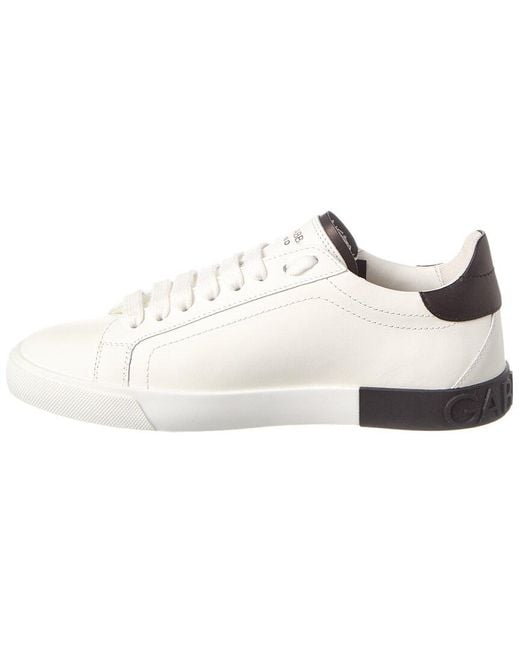 Dolce & Gabbana White Logo Patch Leather Sneaker