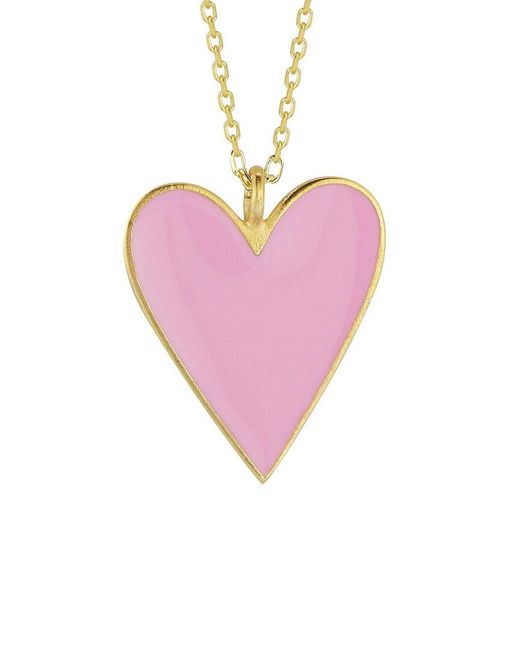 Sphera Milano Pink 14k Over Silver Enamel Necklace