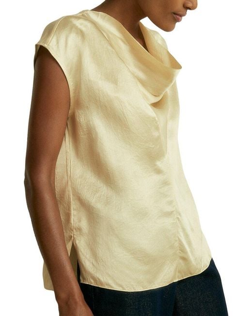 Reiss Natural Fina Cowl Satin Top