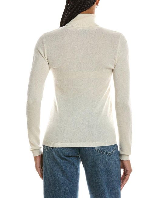 Forte White Basic Turtleneck 100% Cashmere Pullover
