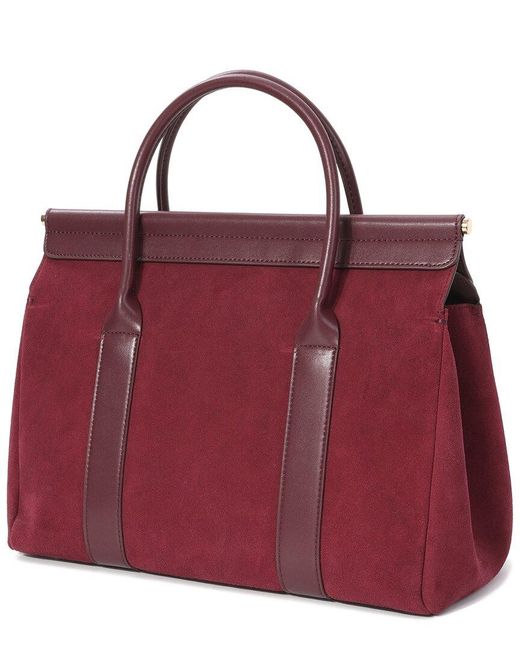 Tiffany & Fred Paris Red Suede & Leather Top Handle Satchel