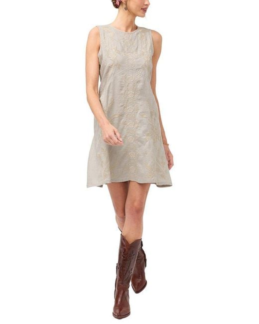 Johnny Was Natural Linen Chevron Tank Linen Mini Dress