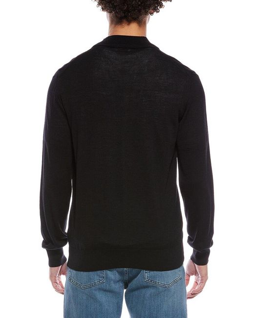 Eton of Sweden Black Fine Knit Wool 1/2-Zip Pullover for men