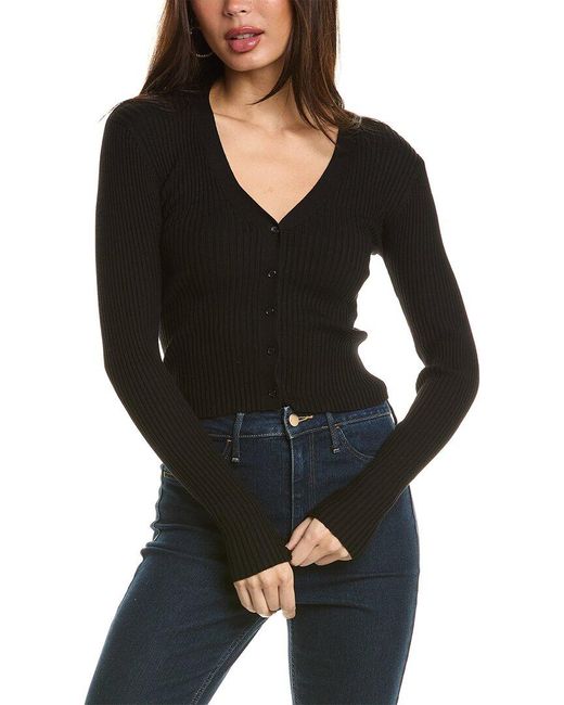 Dress Forum Black Button-down V-neck Sweater