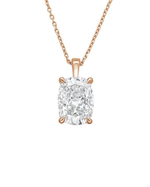 Diana M White Diana M. 14K Rose 8.00 Ct. Tw. Lab-Grown Diamond Solitaire Pendant