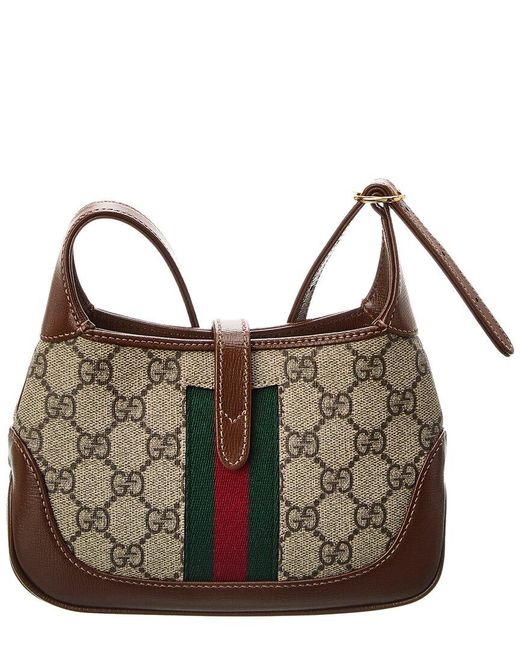 Gucci Brown Jackie 1961 Mini Gg Supreme Canvas & Leather Shoulder Bag