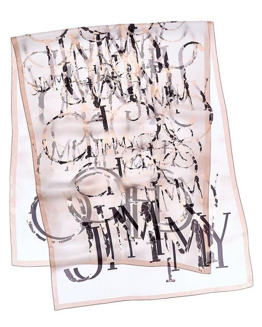 Jimmy Choo Pink Logo Silk Scarf