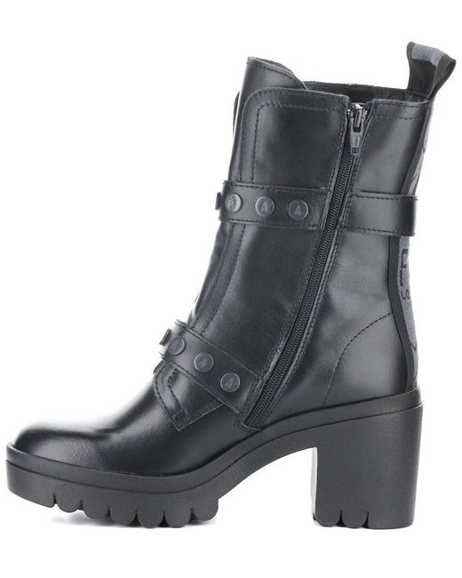 Fly London Tama Leather Boot in Black | Lyst