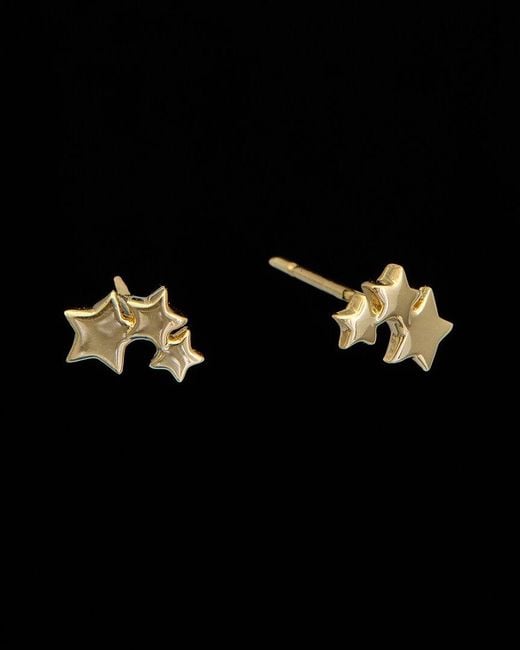 Italian Gold Black 14K Graduated Triple Star Studs