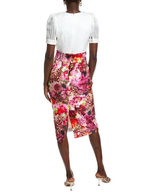 Badgley Mischka Red Mock Floral Skirt Dress