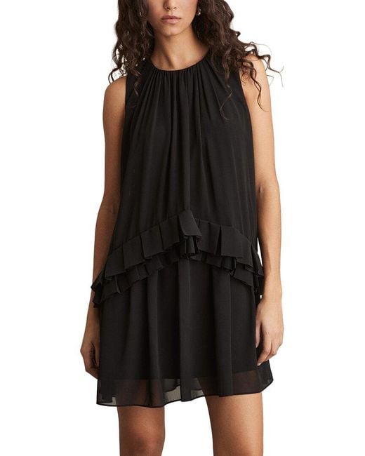 Reiss Black Luni Sleeveless Ruffle Dress