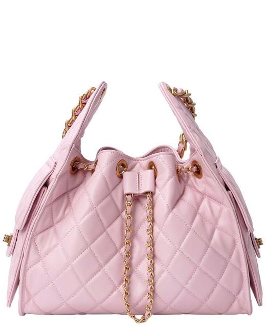 Tiffany & Fred Paris Pink Quilted Leather Shoulder Bag