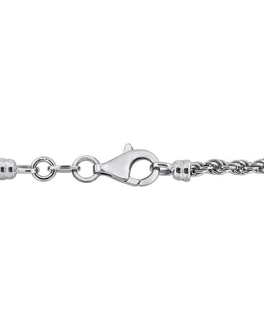 Italian Silver Metallic Rope & Curb Link Chain Bracelet