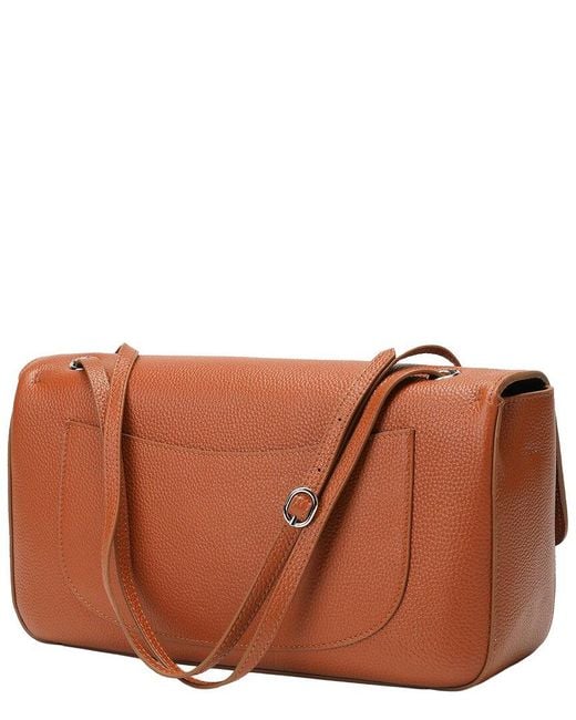 Tiffany & Fred Paris Brown 33Cm Leather Flap Tote