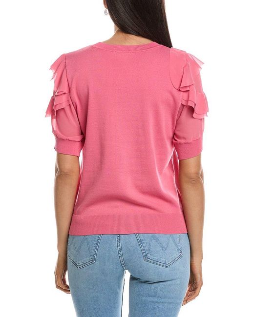 Nanette Lepore Red Ruffle Sleeve Top