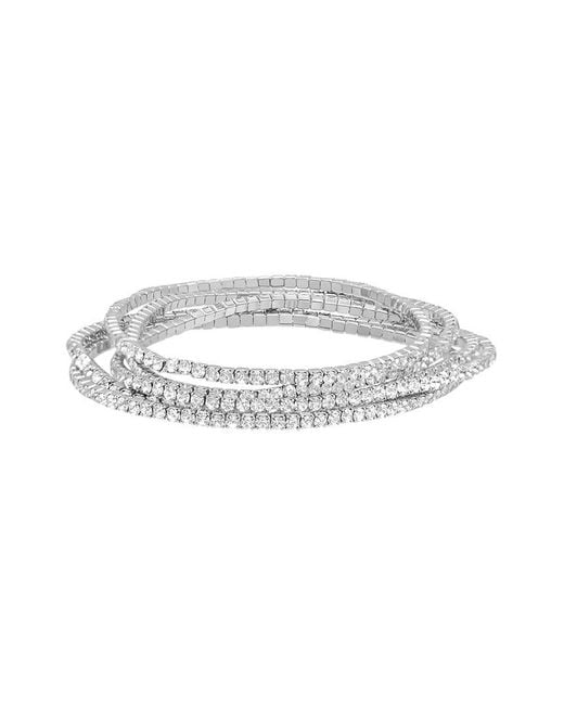 Adornia White Rhodium Plated Stretch Bracelet