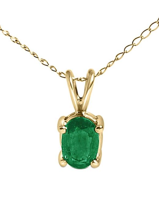Haus of Brilliance Metallic Colorful Gemstones 14K 0.45 Ct. Tw. Emerald Pendant Necklace