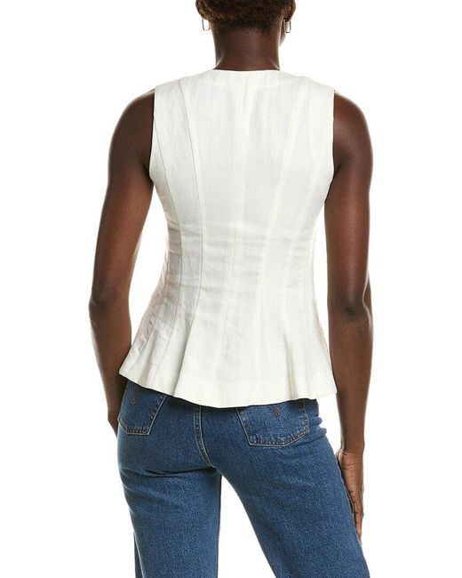 Emerson Fry White Iris Linen-Blend Top