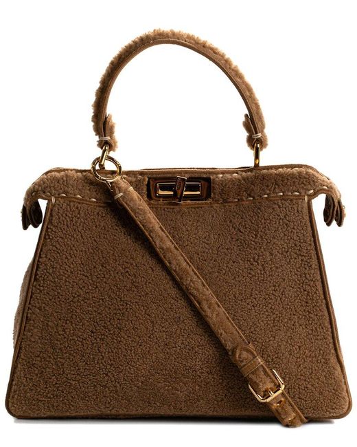 Fendi Brown Shearling Peekaboo Iseeu Handbag (Authentic Pre-Owned)