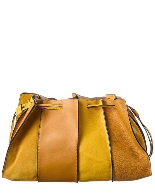 Tod's Orange Leather & Suede Shoulder Bag